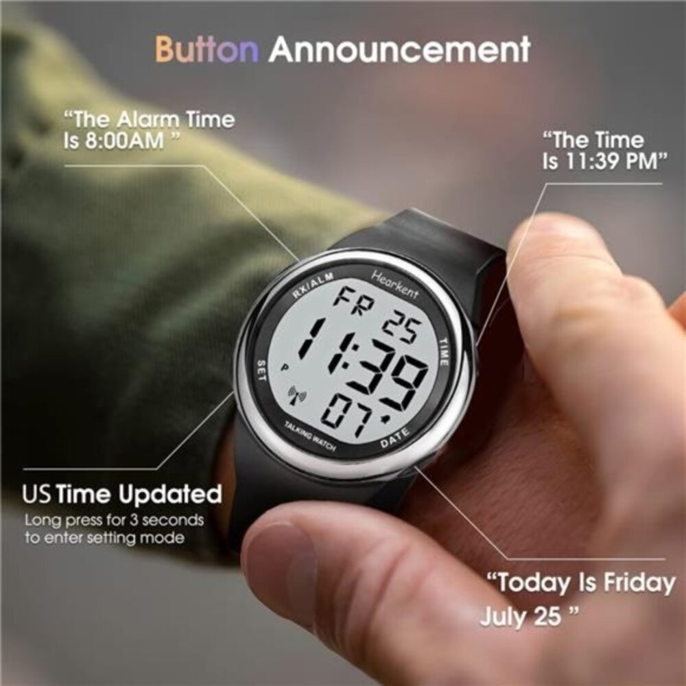 Atomic Talking Watch Sets Itself for Visually impaired or Seniors LCD Big